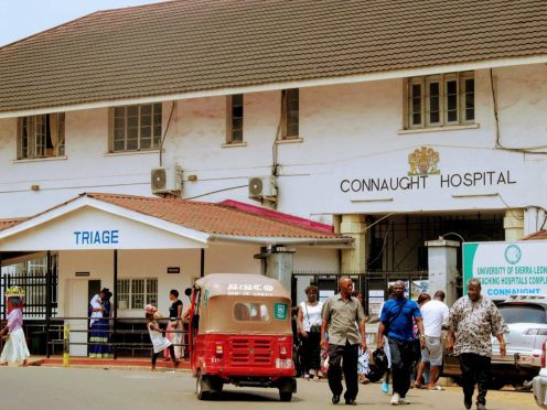 A photograph of the exterior of Connaught hospital in Freetown, Sierra Leone, by Sourovi De. 